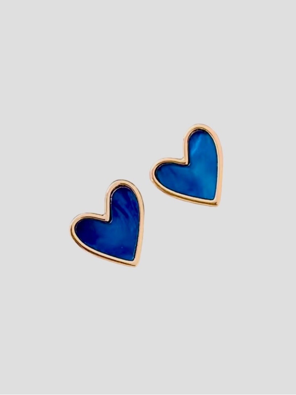Navy Heart Stud Earrings with Gold Trim - Picture 9 of 9